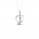 De Couer 10k White Gold 0.04ct TDW Diamond Knot Heart Necklace (I-J, I2)