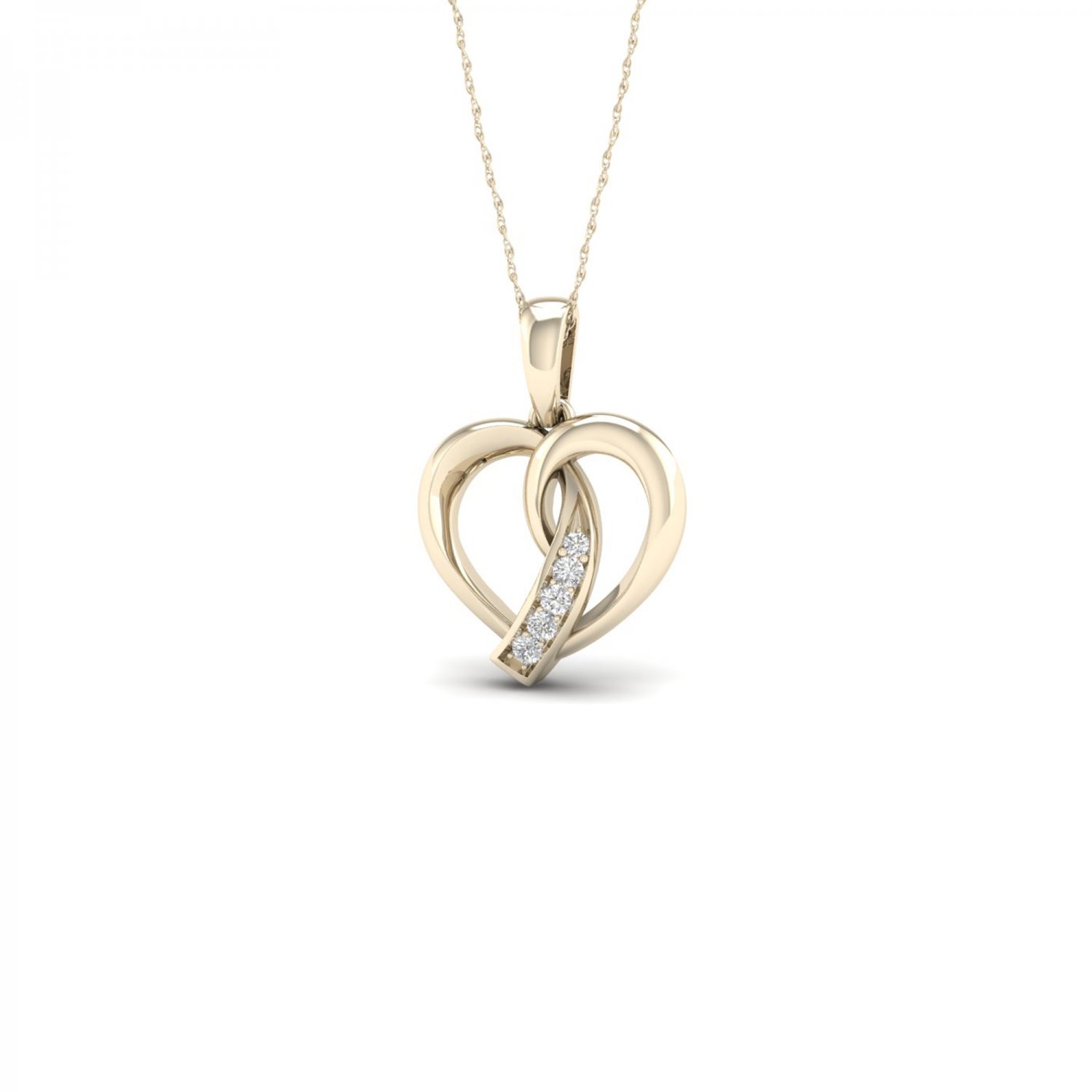 De Couer 10k Yellow Gold 0.04ct TDW Diamond Knot Heart Necklace (I-J, I2)