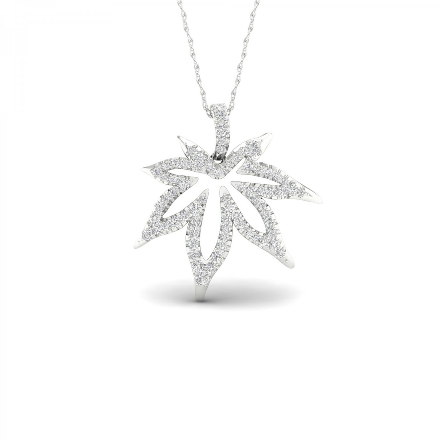 De Couer S925 Sterling Silver 0.25ct TDW Diamond Maple Leaf Necklace (I-J, I2)