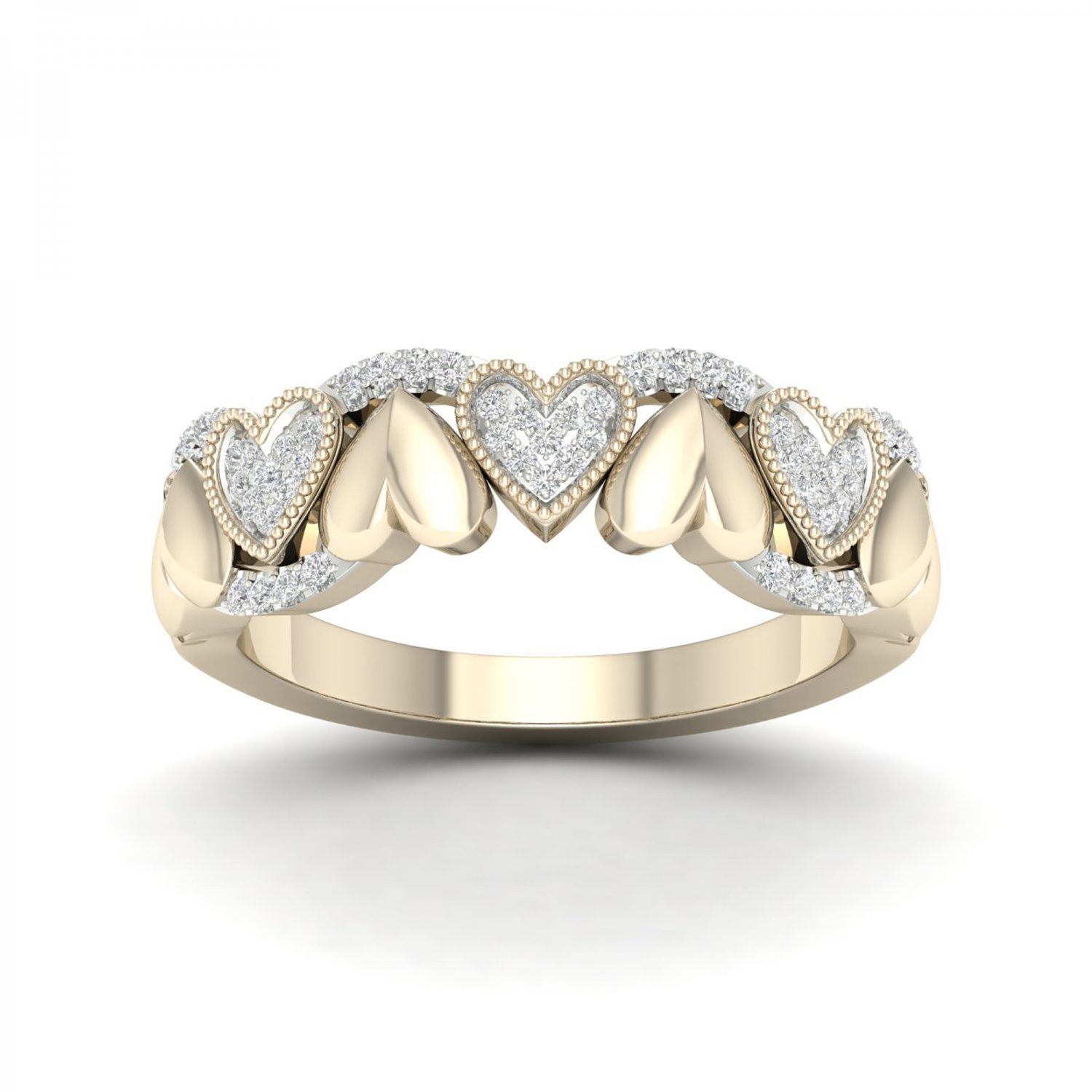 De Couer 10K Yellow Gold 0.15 Ct TDW Diamond Hearts Fashion Ring (I-J, I2)