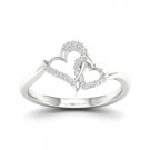 De Couer 10K White Gold 0.07 Ct TDW Diamond Double Heart Ring (I-J, I2)
