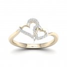 De Couer 10K Yellow Gold 0.07 Ct TDW Diamond Double Heart Ring (I-J, I2) De Couer 10K Yellow Gold 0.07 Ct TDW Diamond Double Heart Ring (I-J, I2)
