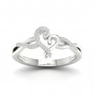 De Couer 10K White Gold 0.08 Ct TDW Diamond Abstract Heart Fashion Ring (I-J, I2)