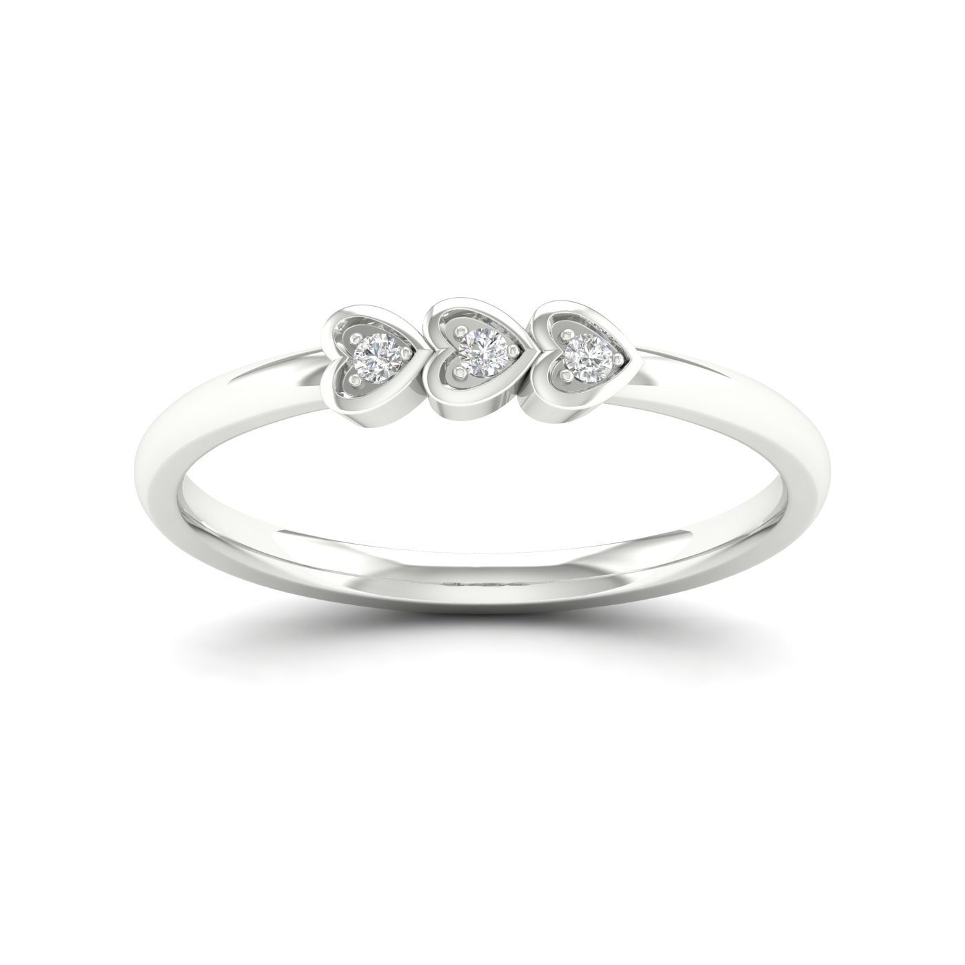 De Couer S925 Sterling Silver 0.03 Ct TDW Diamond Three Hearts Ring (I-J, I2)