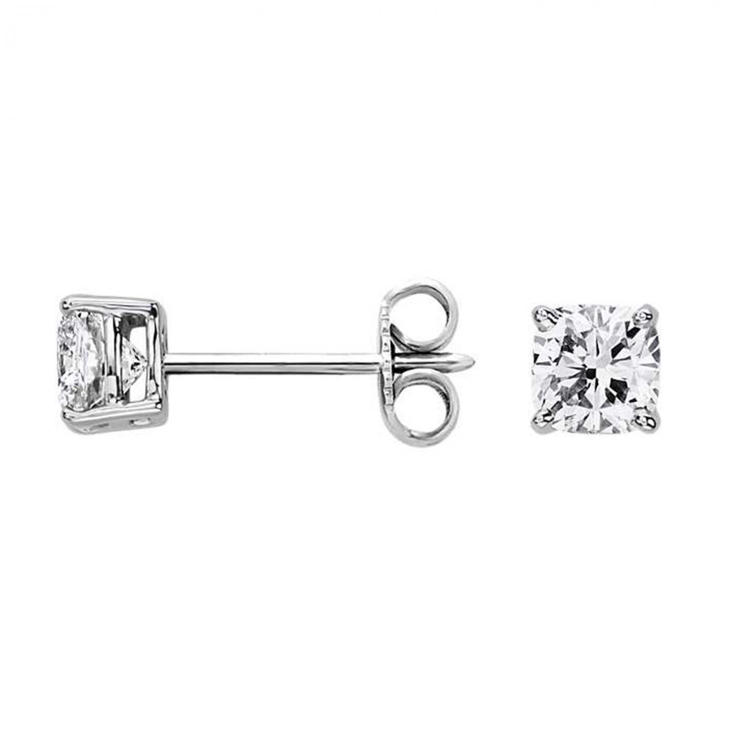 4 CT D/VVS1 Princess Cut Diamond Earrings 14K Hallmarked White Gold Studs