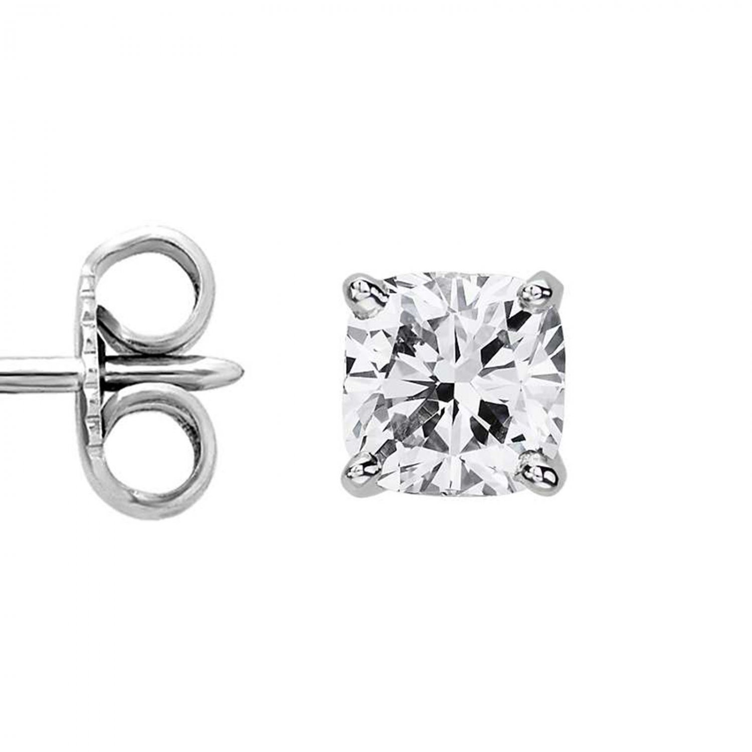 4 CT D/VVS1 Princess Cut Diamond Earrings 14K Hallmarked White Gold Studs
