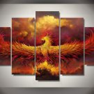 Large Framed 5 Piece Phoenix Bird RIsing Canvas Print Wall art Home Decor