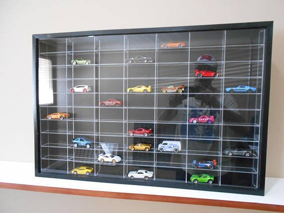 Display case cabinet for 1/64 scale cars (hot wheels, matchbox) - 70NBA-1