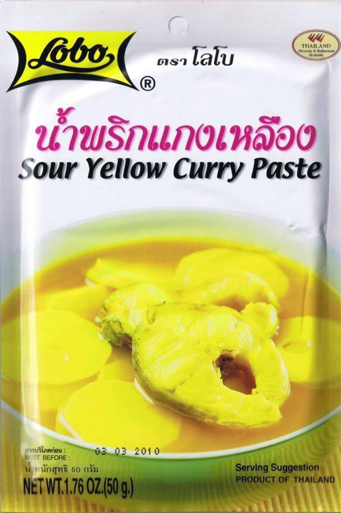 2 X 50 Grams, 1.76 Oz Authentic Thai Dishes Lobo Brand Sour Yellow Curry Paste