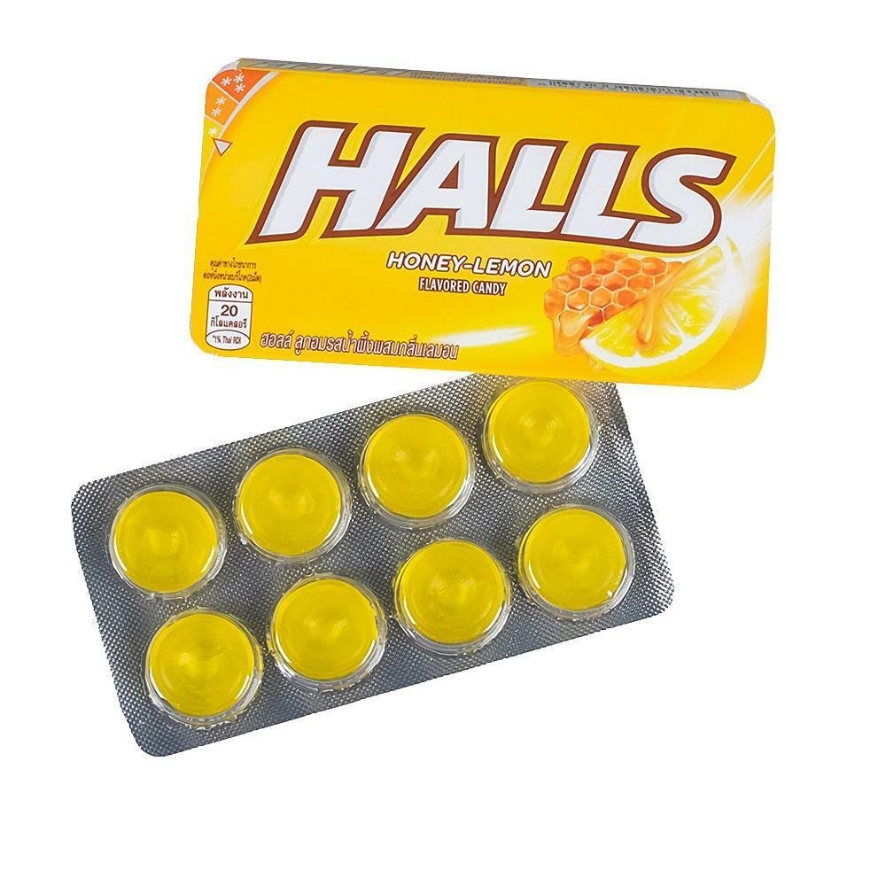 8 InPieces Halls Flavored Candy Fresh Breath Hard Sweets In Honey And Lemon