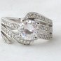 Charles Winston 3 Carat CTW Round Solitaire W/Accents Swirl Design Engagement Wedding 925 Ring New