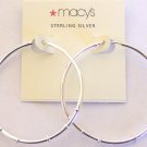 Macy's 1 3/4 Inch Thick Ridged Hoop 925 Silver Earrings New