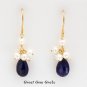 14K YG Pearl & 10.84 Ctw Genuine Blue Sapphire Earrings