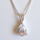 Stunning Pear Cut White CZ 925 Necklace With 925 Chain New