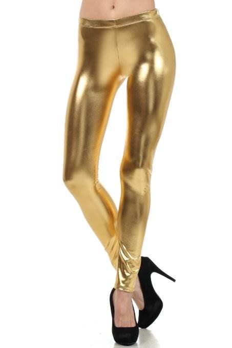 Gold Metallic Footless Leggings