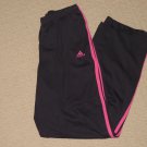 Womens Adidas 3 Stripes Track Pants Sweatpants Medium Pink Black Athletic Run