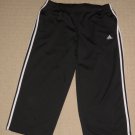 Womens Adidas Climalite 3 Stripes Cropped Capri Pants Large Black Athletic