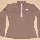 Womens Nike Fit Dry 1/4 Zip Long Sleeve Shirt Pullover Jacket Medium 8-10 Brown