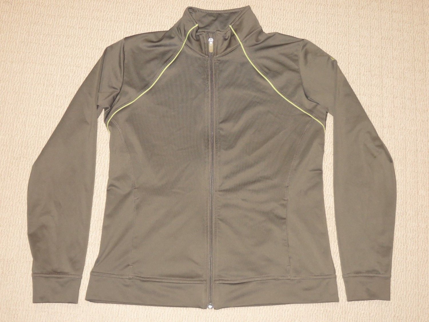 Womens Nike Performance Full Zip-Up Track Jacket Large 12-14 Brown Athletic Yoga