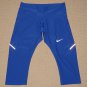 Womens Nike Dri-Fit Compression Crop Capri Leggings Small Blue Back Zip Pocket