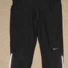 Womens Nike Dri-Fit Compression Crop Capri Leggings Medium Black Back Zip Pocket