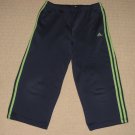 Womens Adidas Cllimalite 3 Stripes Capri Pants Sweatpants M Medium Blue Green