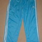 Womens Adidas 3 Stripes Cropped Capri Pants Sweatpants XL Blue Athletic Yoga