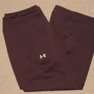Womens Under Armour UA Capri Crop Pants SM Small Brown Zippered Pocket Athletic