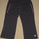 Womens Adidas Cropped Capri Pants Medium Gray Pink Athletic Running Workout