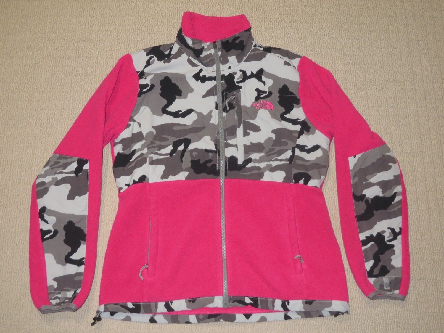 Womens The North Face Full Zip Denali Fleece Jacket Large Pink Camo Camouflage