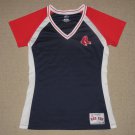 MLB Baseball Boston Red Sox Short Sleeve SS Shirt Womens Large Blue Majestic