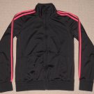 Girls adidas Full Zipper Track Jacket Tracksuit Youth XL 16 Black Pink 3 Stripes