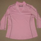 Womens Cutter & Buck CB DryTec Golf 3/4 Sleeve Shirt Top Pullover Medium Pink