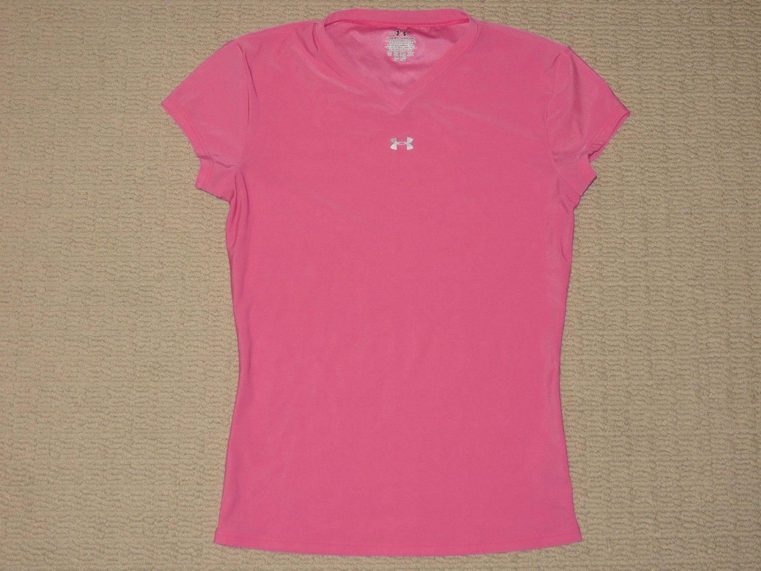 Womens Under Armour Compression Base Layers SS Shirt Top Medium MD Pink Yoga