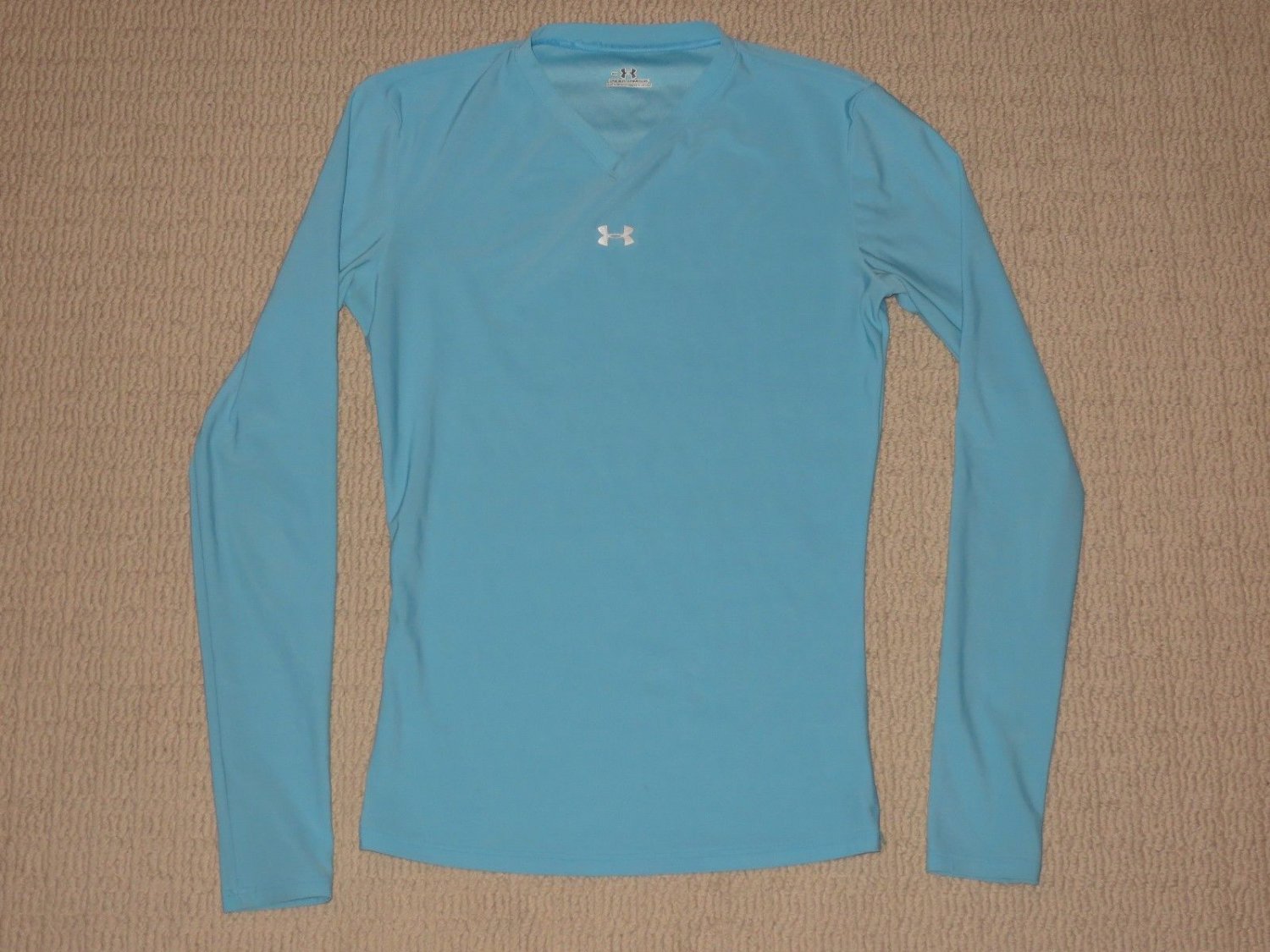 Womens Under Armour Base Layer Compression Long Sleeve LS Shirt Small SM Blue