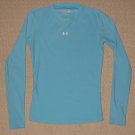 Womens Under Armour Base Layer Compression Long Sleeve LS Shirt Small SM Blue