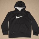 Boys Nike Therma-Fit Hoodie Sweatshirt Pullover Youth Medium Black 2 Pockets