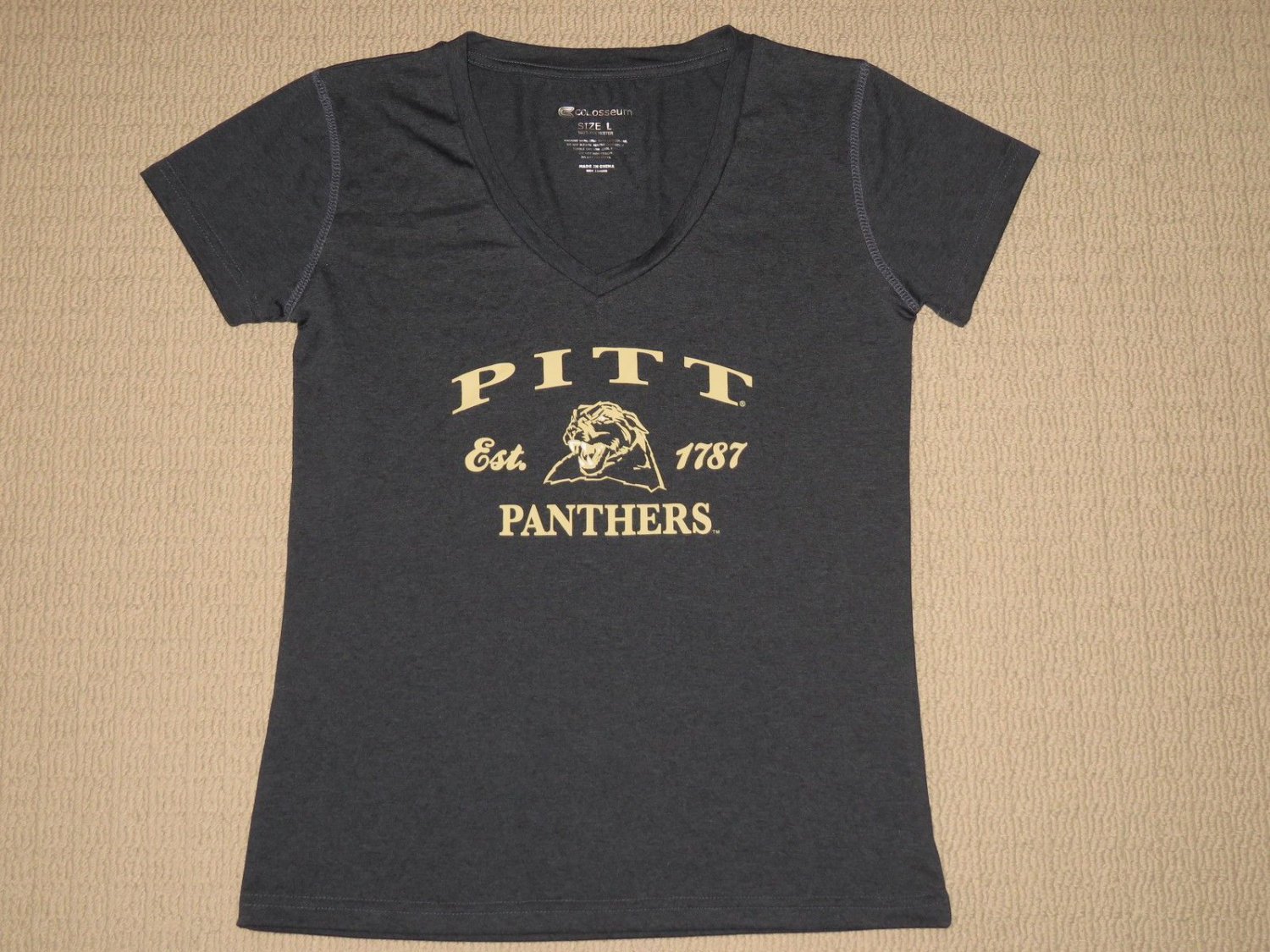 NCAA Pittsburgh Pitt Panthers Short Sleeve SS Shirt Womens Large Colosseum Blue