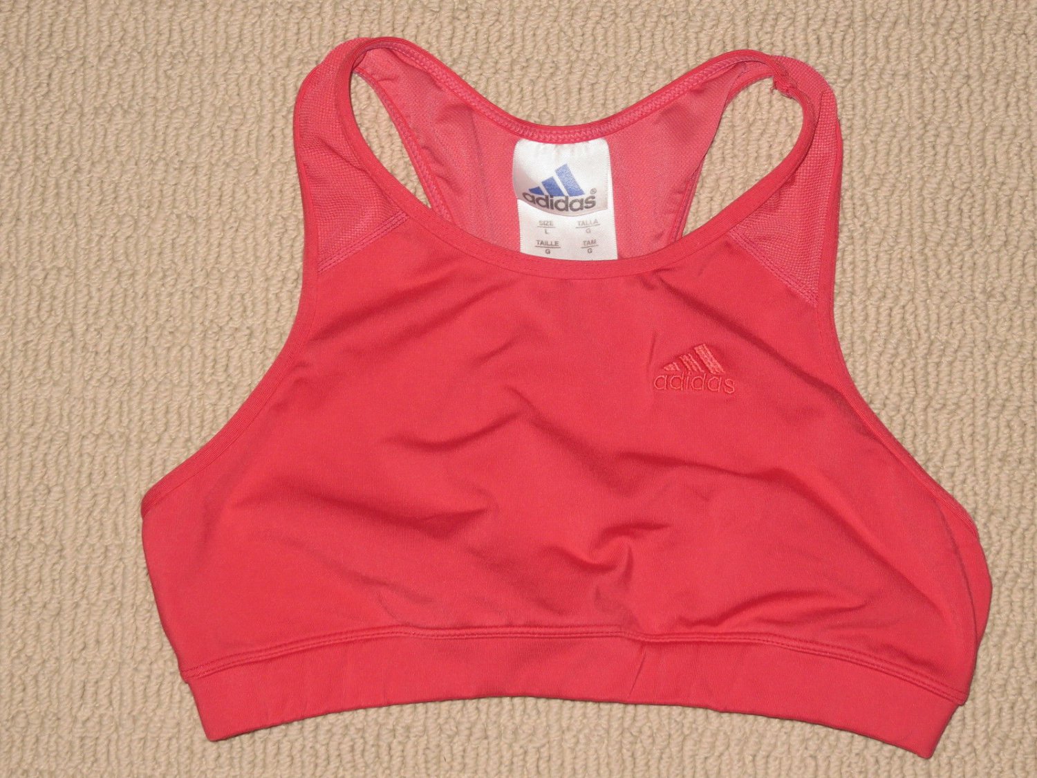 Womens Adidas Climalite Compression Stretch Racerback Sports Bra Large Pink Yoga