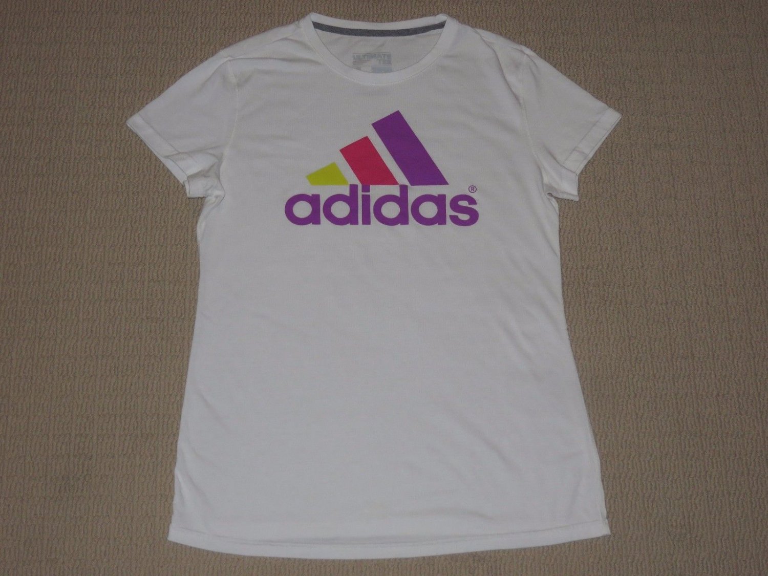 Womens Adidas Climalite "Ultimate Tee Short Sleeve SS Shirt Large White Athletic