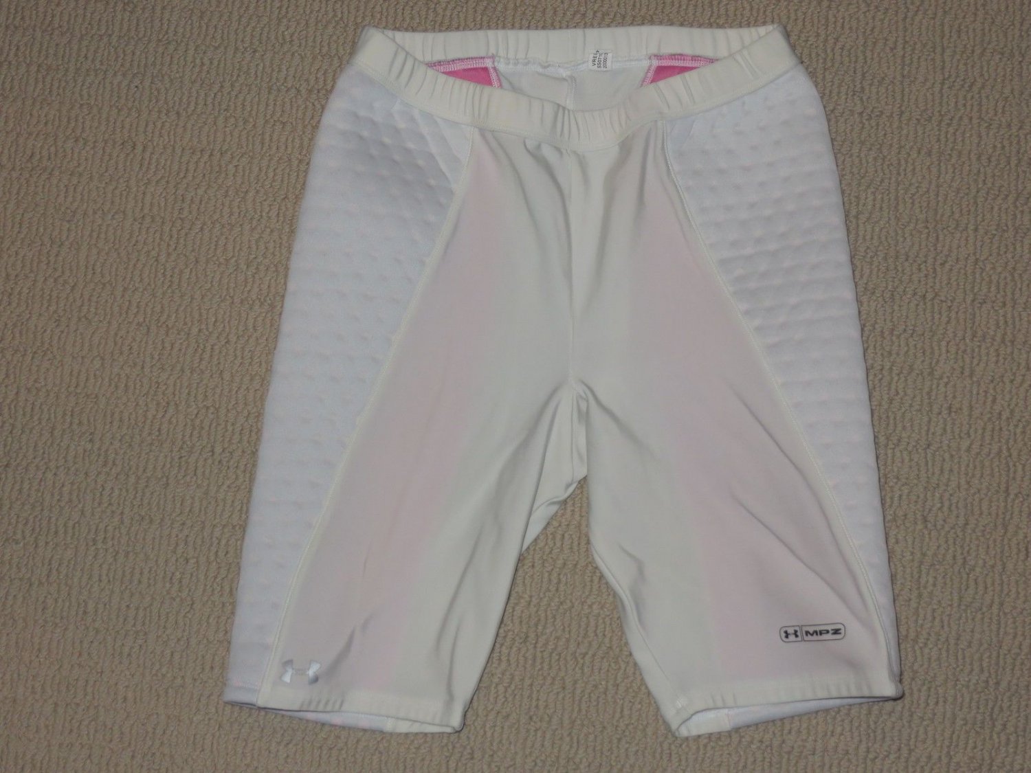Womens Under Armour Compression Base Layer Padded Sliding Shorts SM Small White