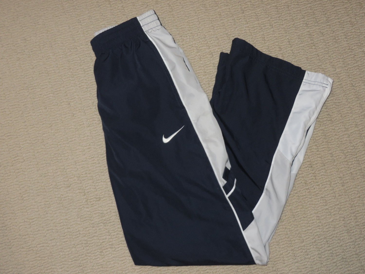 Boys Nike Athletic Track Pants Sweatpants Youth Large Blue White Nylon Zip Ankle