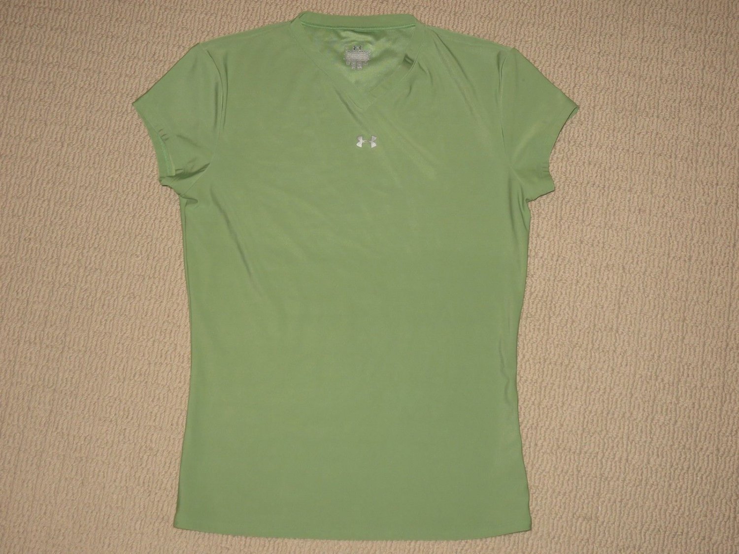 Womens Under Armour Base Layer Compression Short Sleeve Shirt Top Large LG Green