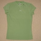 Womens Under Armour Base Layer Compression Short Sleeve Shirt Top Large LG Green
