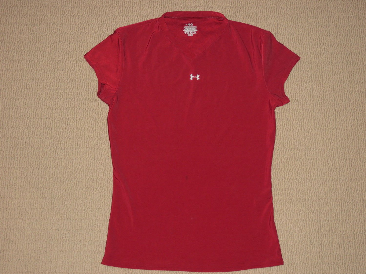 Womens Under Armour Compression Base Layers SS Shirt Top Large LG Red Athletic