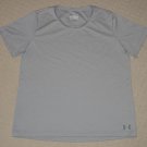 Womens Under Armour Heatgear Semi-Fitted Short Sleeve SS Shirt XL Gray Athletic