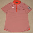 Womens Under Armour Loose Short Sleeve Golf Polo Shirt MD Medium Striped Orange