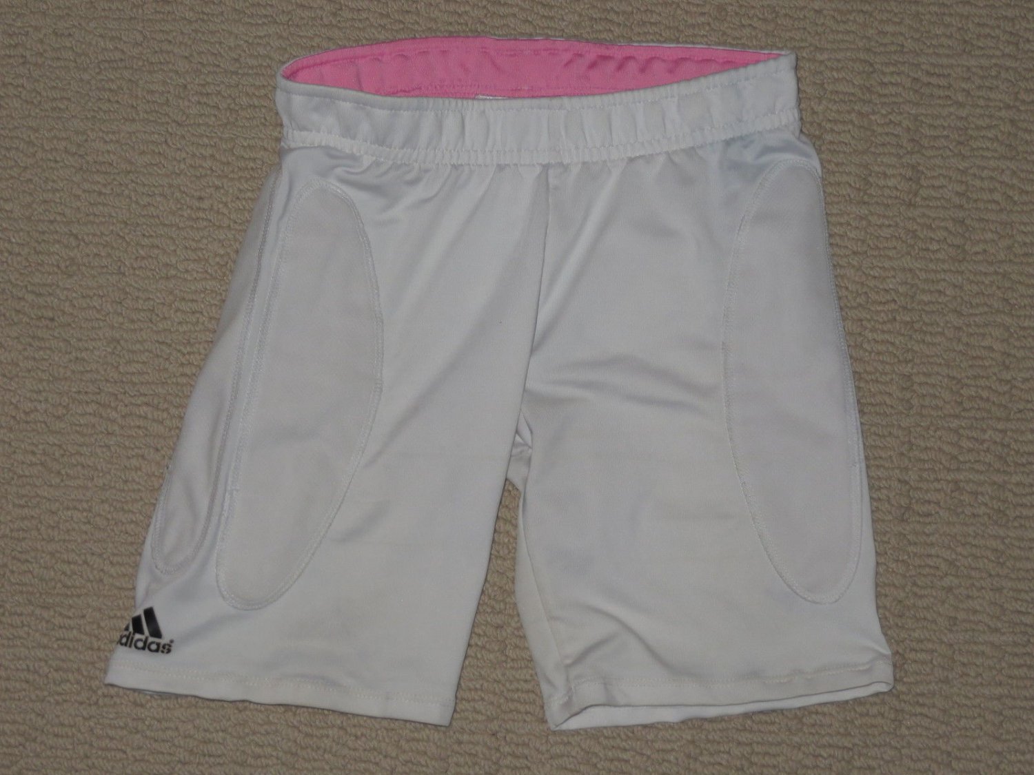 Girls Adidas Climalite Base Layer Compression Padded Shorts Youth Small White
