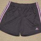 Womens Adidas Running Athletic Fitness Workout Shorts Small Gray Pink 3 Stripes
