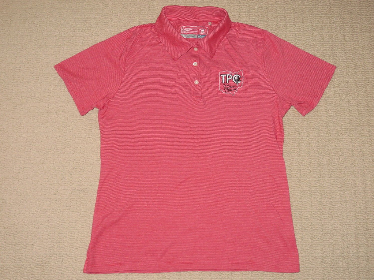 Womens Cutter & Buck CB Drytec Tom Patton Classic SS Golf Polo Shirt Medium Red